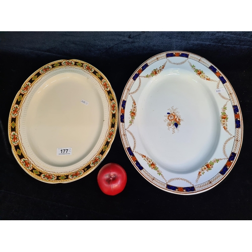 177 - Two oval ceramic serving platters including a pretty Alexandra Royal Corona Ware example by S. Hanco... 