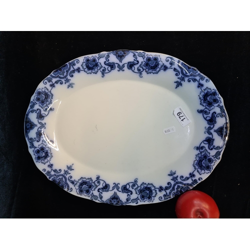 179 - A beautiful Large  antique Hollinshead & Kirkham Persian blue and white ceramic platter. In very  go... 