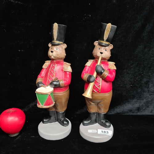 183 - An adorable pair of Christmas themed bears dressed in marching band attire. Brand new from a top Uk ... 