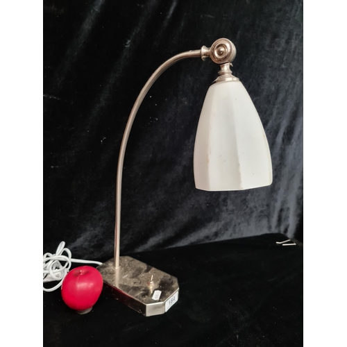 184 - A fantastic vintage style desk lamp featuring chrome base and a snow drop lamp shade.