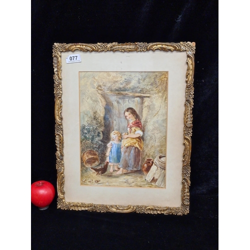 77 - Star Lot: A wonderful 19th century watercolour on paper painting. Features a countryside home with a... 