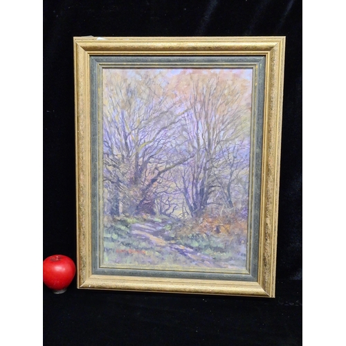 79 - Star Lot: An original Alwyn Crawshaw (b.1934) oil on canvas painting titled 'Autumn Wood Land'. Feat... 