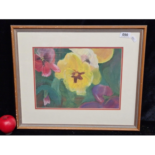 90 - An original Hazel Costello (Irish contemporary artist) chalk on paper painting. Rendered in vibrant ... 