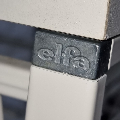 461 - Elfa rolling storage cart with six white wire mesh drawers.