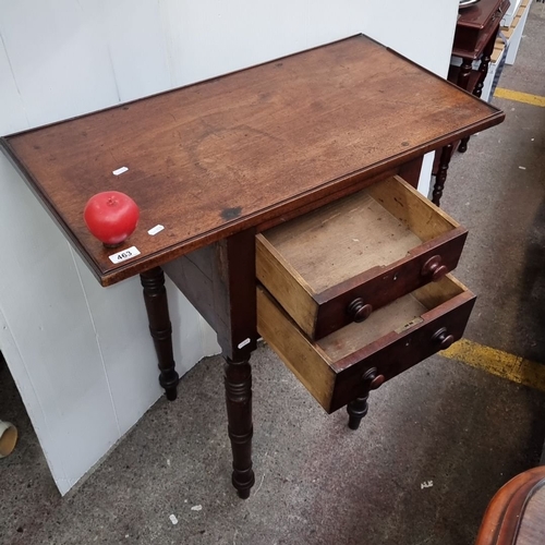 463 - Star Lot : 19th century Victorian mahogany side table with two drawers and turned legs, from the lat... 