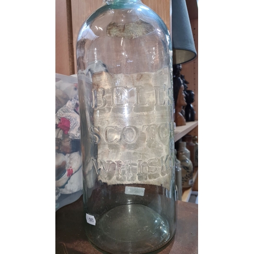 605 - Large vintage Bell's Scotch Whisky glass bottle, 4.5 liters, embossed lettering. Arthur Bell & Sons ... 