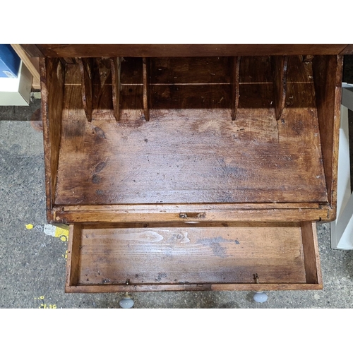 632 - Star Lot : A 19th century  large fantastic heavy wooden desk clerks  slope front desk table with one... 