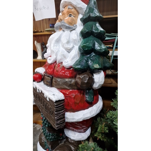 668 - A very large 6 feet tall Hand-painted whimsical Santa Claus statue, festive decor with 