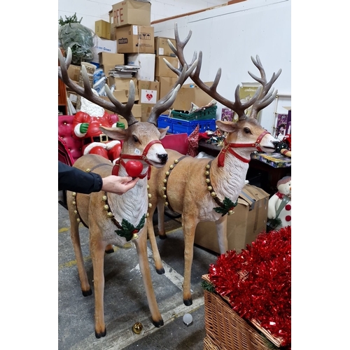 676 - Super Star Lot : A Pair (2)  of life-size decorative reindeer figures, featuring intricate detailing... 