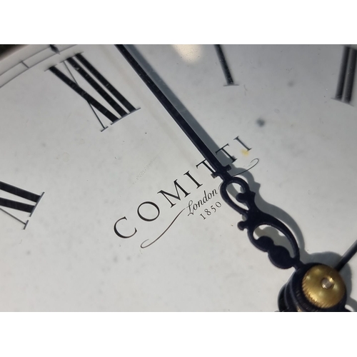 909 - A vintage  mahogany wall clock by Comitti of London, established 1850. Features Roman numerals and v... 