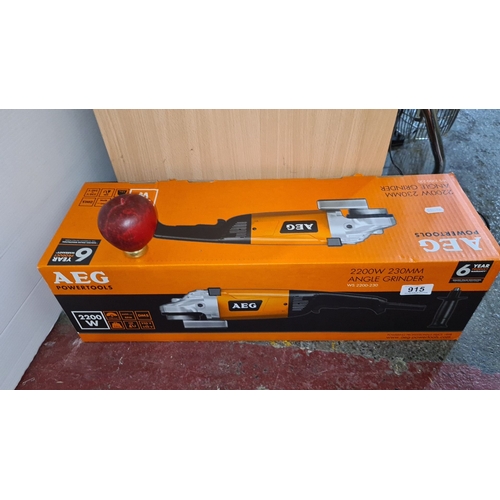 915 - A new in box AEG Powertools 2200W 230mm angle grinder, WS 2200-230 model, in original packaging with... 