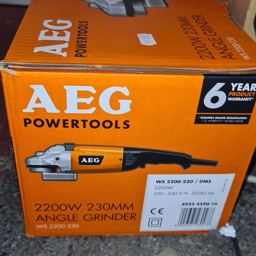 915 - A new in box AEG Powertools 2200W 230mm angle grinder, WS 2200-230 model, in original packaging with... 