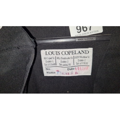 967 - Black robe Louis Copeland, featuring classic design with an interior label detailing Dublin location... 