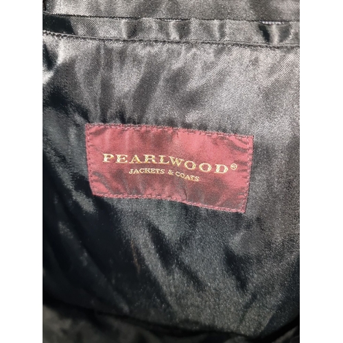 975 - Pearlwood coat, classic style, charcoal plaid pattern, button closure, labeled 