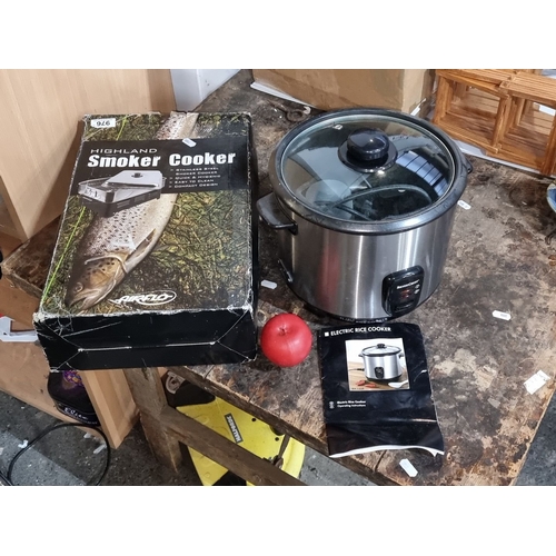 976 - A new Stainless steel Highland Smoker Cooker by Airflo and SilverCrest Electric Rice Cooker with man... 