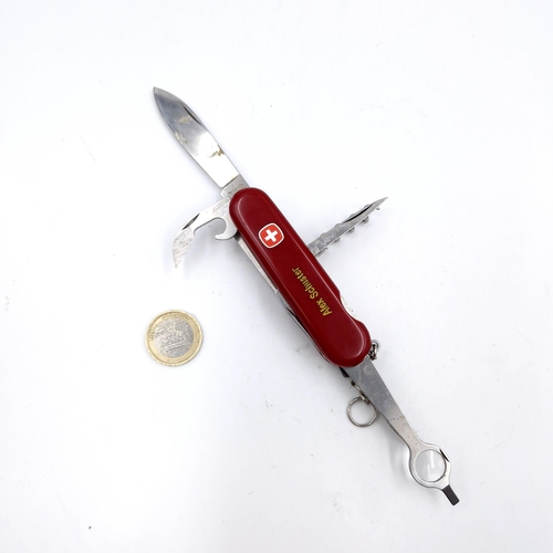 1066 - An original Swiss Army knife. With personal engraving. Wenger Switzerland, With a magnifying Glass. ... 