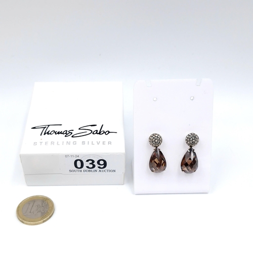 39 - A lovely pair of sterling silver Thomas Sabo teardrop gem set stud earrings. Total weight - 11.8 gra... 