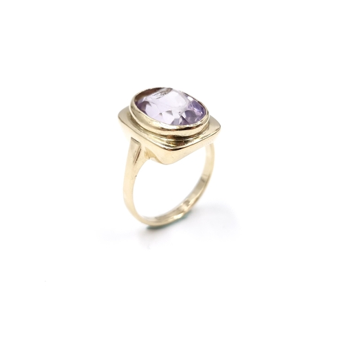 6 - Star Lot : A superb nine carat gold amethyst stone ring With table Georgian Mount. Size - N. Weight ... 