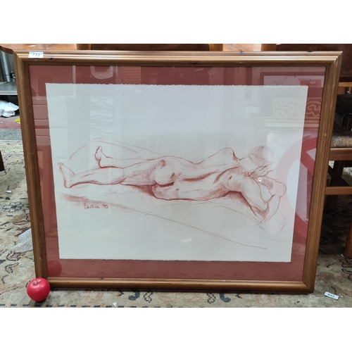 733 - Star Lot: A very large 'Beatrice' pastel on paper painting / drawing. Features a life study of a fig... 