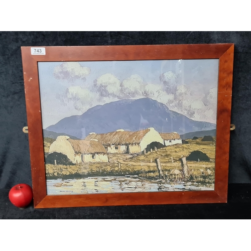 743 - A vintage print of a Paul Henry painting titled 'In Connemara'. Featuring the blue grey mountains an... 