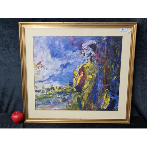 747 - A large print of a Jack B Yeats painting titled 'Early sunshine'. Housed in a gilt frame behind glas... 