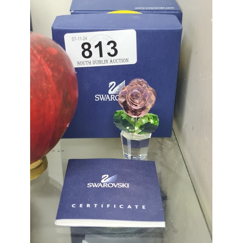 813 - A Swarovski small pink rose. RRP £55.00 on thecrystallodge.co.uk. Super collectors item. With origin... 