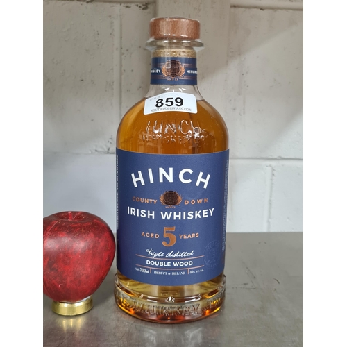 859 - A bottle of Hinch Irish Whiskey aged 5 years Double wood 70cl 43%.