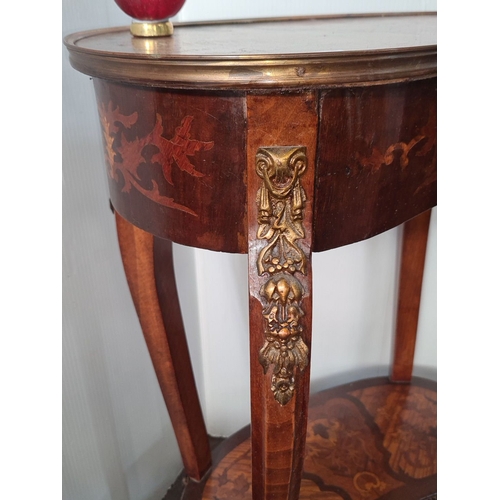 1167 - A very handsome marquetry kidney side table with ornate brass detailing, featuring a serpentine shap... 