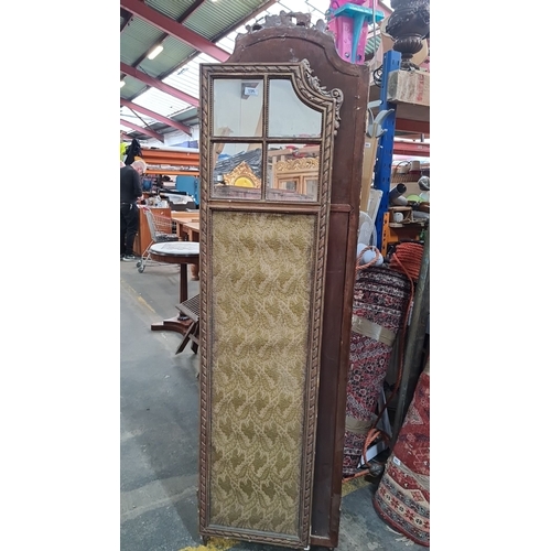 1179 - Star Lot : Antique French 3 panel room divider featuring ornate carved details and mirrored panels. ... 