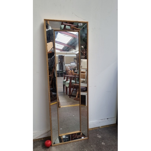 989 - Good quality Rectangular wall mirror with a beaded gilt frame, contemporary design.