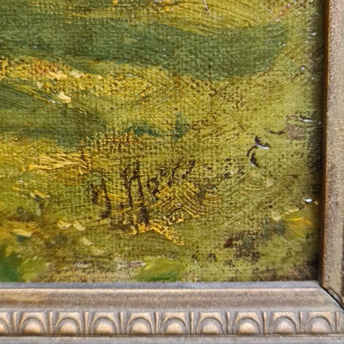 76 - Star Lot: An impressive 19th century original oil on canvas painting. Features a serene lush green l... 