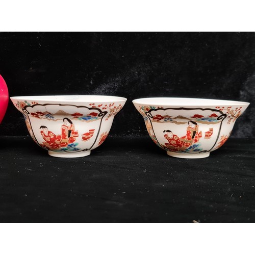 109 - Star Lot : A wonderful pair of antique early Chinese famille rose 'Wu Shuang Pu' tea bowls. Hand pai... 