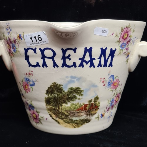 116 - Star Lot: A fantastic large Antique  ironstone cream bucket beautifully decorated with traditional s... 