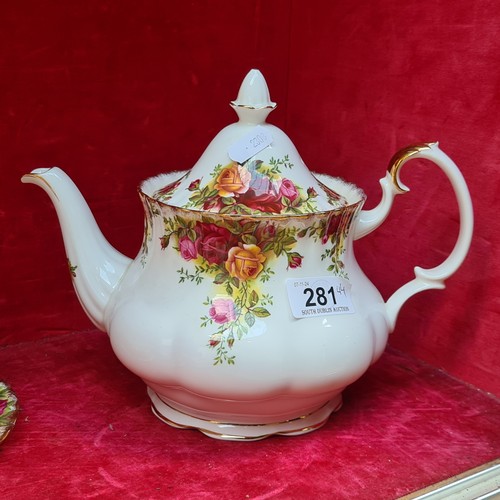 281 - A pretty 44 piece Double tea set Royal Albert 'Old Country Rose' porcelain Tea and Coffee set. Inclu... 