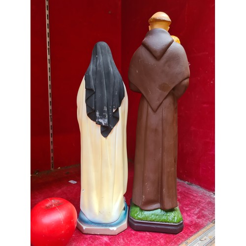 289 - Two Italian ecclesiastical statues of Mary and St Anthony in very goof condition and an Islamic coff... 