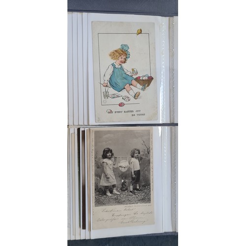 333 - A good Collection of early postcards in a grey album, Mostly late 19th, early 20th cnetury, featurin... 