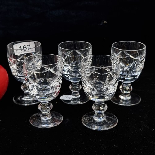 167 - Six vintage Waterford Crystal glasses in the Kerry pattern with ball stem. All in good condition wit... 