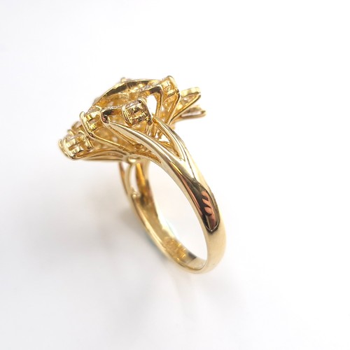 107 - Super Star Lot : A fabulous 18 carat yellow gold spray diamond ring set with 19 Assorted brilliant c... 