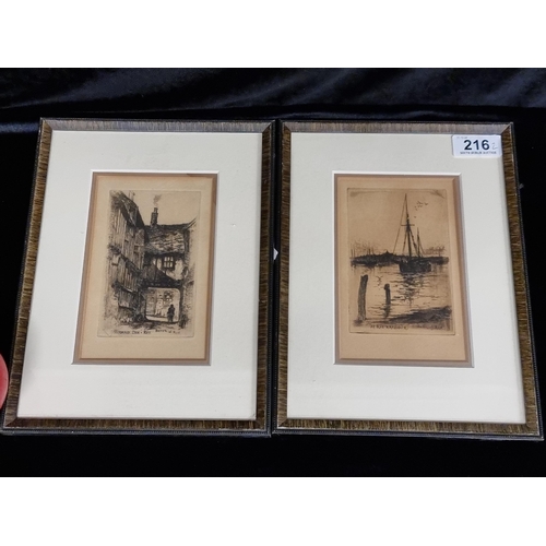 1234 - A a pair of wonderful Cedric W Hodgson - 'The Baron of Rye' (British, 20th century) dry point etchin... 