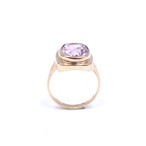 6 - Star Lot : A superb nine carat gold amethyst stone ring With table Georgian Mount. Size - N. Weight ... 