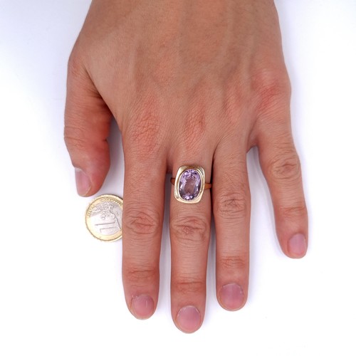 6 - Star Lot : A superb nine carat gold amethyst stone ring With table Georgian Mount. Size - N. Weight ... 