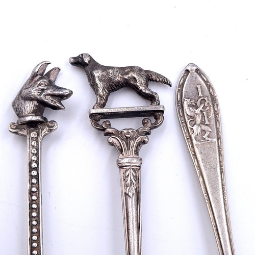 514 - Three very interesting sterling silver teaspoons. One a Georgian example hallmarked Birmingham toget... 