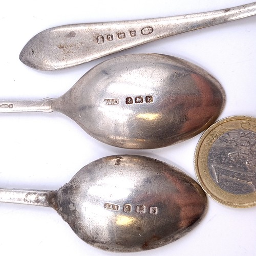 514 - Three very interesting sterling silver teaspoons. One a Georgian example hallmarked Birmingham toget... 