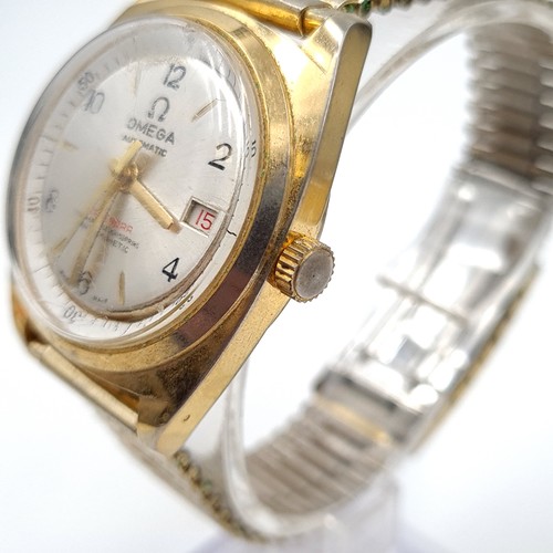 1098 - Star Lot : A Vintage 'Omega' Gents Calendar Wrist Watch. In working condition. It has an aftermarket... 