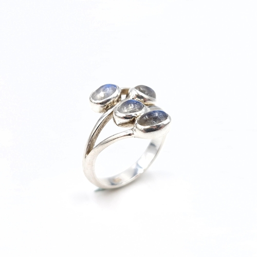 11 - A lovely sterling silver moonstone ring. Size - N. Weight - 4.18 grams.