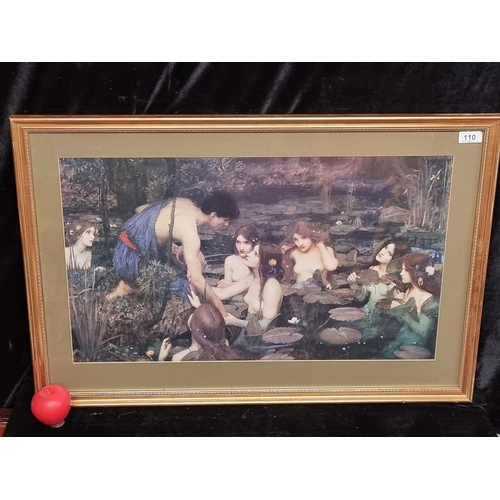 110 - A large print of a William Waterhouse painting titled 'Hylas and the Nymphs'. Housed in an attractiv... 