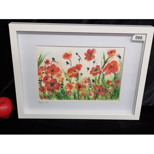 66 - An original 'Geraldine' watercolour on paper painting titled 'Poppies'. Features a field of poppies.... 