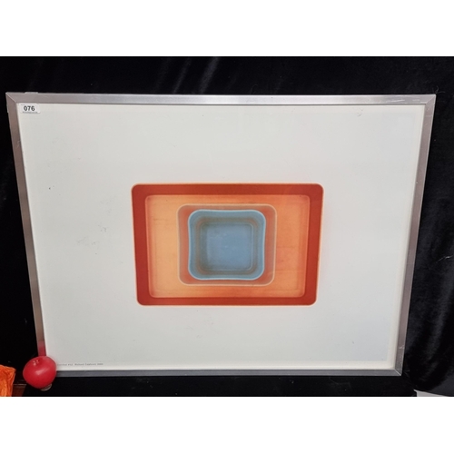 76 - A large print after 'Richard Caldicott' titled 'Untitled 52'. Housed in a brushed chrome frame behin... 