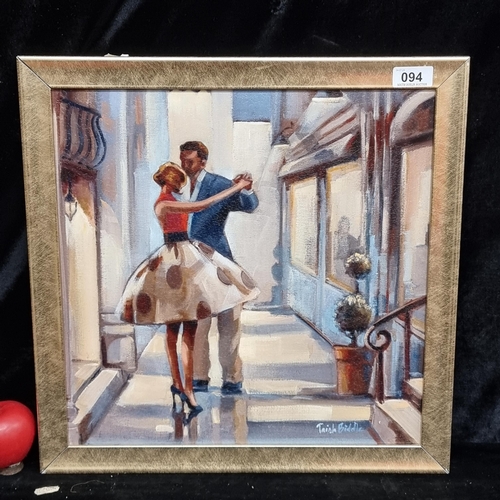 94 - A high quality print of an original Trish Briddle painting of a couple dancing in the streets render... 