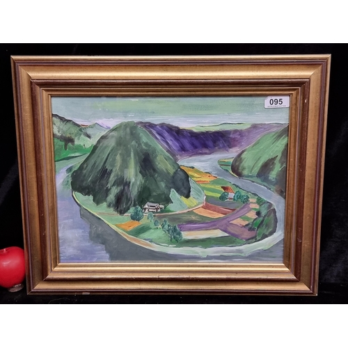 95 - An charming original oil on board A.J.Schuster painting featuring the Coal Mountains in England rend... 